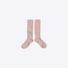 Load image into Gallery viewer, knee socks for baby and child by collegien in rose color cotton