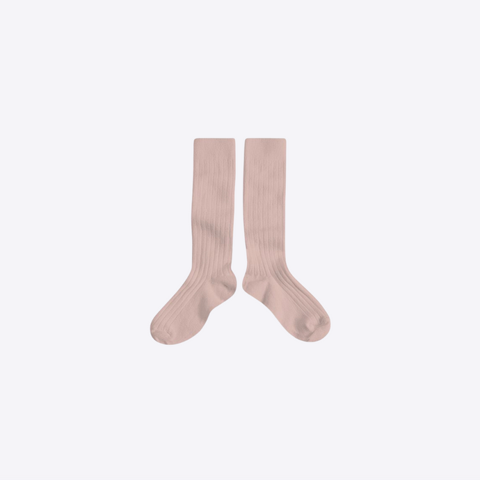 knee socks for baby and child by collegien in rose color cotton