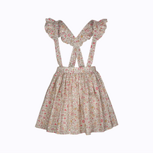 Load image into Gallery viewer, Elodie skirt for children with ruffled suspenders with button back closure created in liberty london 100% cotton tana lawn