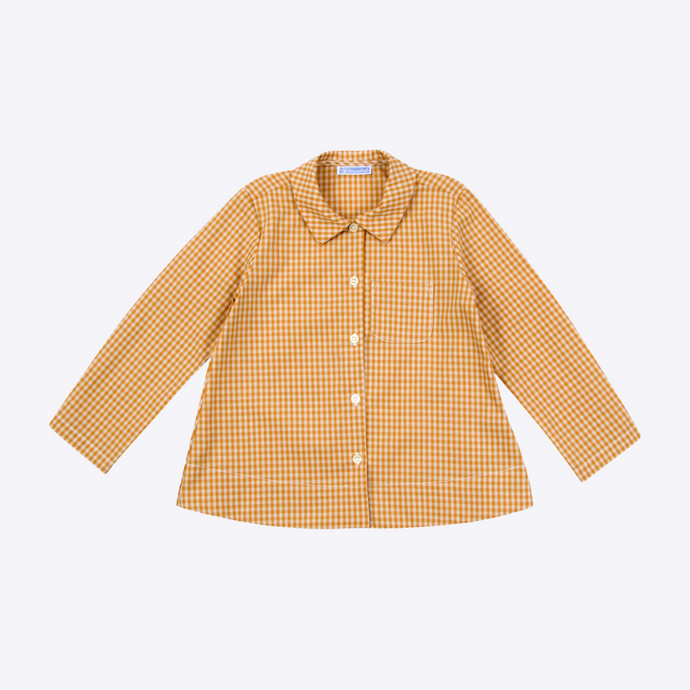 Audrey blouse button front in golden gingham